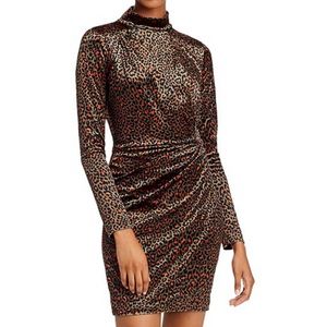 Black Halo Gold Ruched Bodycon Mini Dress